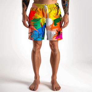 กางเกงขาสั้นชายหาดผู้ชาย ผ้าแห้งเร็ว พิมพ์ลาย กันน้ำ สำหรับเล่นน้ำ/ว่ายน้ำ ผลิตจากผ้าโพลีเอสเตอร์ 65% เรยอน 35% - Product Image 3