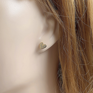 Boucles d'oreilles tendance en gros, prix d'usine, plaqué or 18 carats, forme cœur, pour femmes - Product Image 3