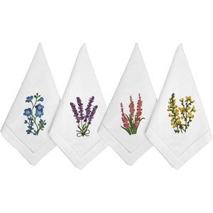 Serviette de table en coton et lin de qualité supérieure avec dentelle brodée, serviette de table à bordure en dentelle - Product Image 1