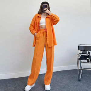 Venta al por mayor Conjunto <span class=keywords><strong>de</strong></span> pantalones <span class=keywords><strong>de</strong></span> cintura alta Pantalones <span class=keywords><strong>de</strong></span> pierna ancha + Camisa <span class=keywords><strong>de</strong></span> manga larga Conjunto Elegante <span class=keywords><strong>Mujer</strong></span> Pantalones largos Señora Casual 2 piezas Traje <span class=keywords><strong>de</strong></span> <span class=keywords><strong>mujer</strong></span> - Product Image 5
