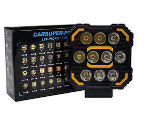 Phare <span class=keywords><strong>de</strong></span> travail LED carré avant <span class=keywords><strong>de</strong></span> 4 pouces pour moto, blanc et jaune, avec fonction flash et projecteur auxiliaire - Product Image 4