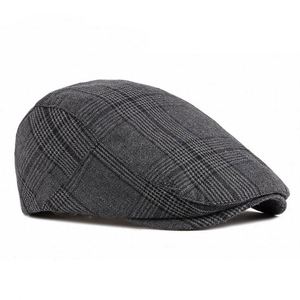 <b>Mens</b> Striped Plaid Newsboy Hats <b>Men's</b> Cotton <b>Flat</b> Hat Adjustable Irish Cabbie Driving Hunting <b>Cap</b> - Product Image 3