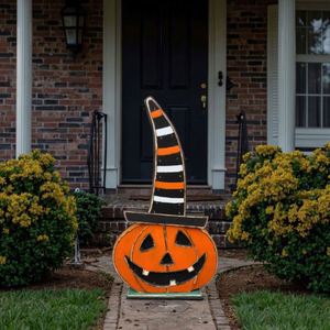 Articles en bois en gros pour la décoration d'Halloween, décoration de citrouille avec lumières - Product Image 4