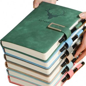 <b>A5</b> Leather Hardcover Thickened <b>Notepad</b> Horizontal Line Notebook Office Universal Meeting Minutes Journal Diary Magnetic Buckle - Product Image 1