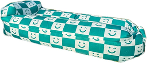 Canapé gonflable moderne bleu et blanc à carreaux - Portable, pliable, sans pompe, idéal pour le camping, la plage et les pique-niques en plein air - Product Image 3