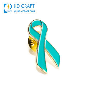 เข็มกลัดโลหะเคลือบทองรูปริบบิ้นสีชมพูสำหรับรณรงค์มะเร็งเต้านม พร้อมโลโก้สั่งทำพิเศษ มีสีเขียว น้ำเงิน ดำ แดง เหลือง - Product Image 5