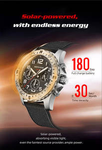 Jam tangan tenaga surya untuk pria, jam tangan kuarsa tahan air 50M chronografi bercahaya untuk pria Pilot Relogio Masculino NORTH EDGE MACH2 - Product Image 6