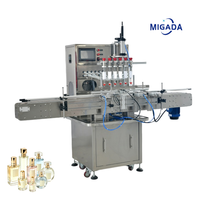 Machine de remplissage de liquides verticale automatique à 6 têtes, en acier inoxydable, avec contrôle PLC, remplisseuse de bouteilles haute précision pour parfum, jus, huile