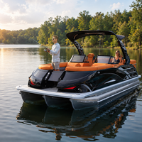 Bateau ponton en aluminium de 22 pieds - Tri-Toon 12 places avec auvent Bimini, moteur hors-bord, certifié CE, remorque en option, pour croisière de loisirs