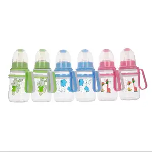 זול קרטון בעלי החיים הדפסת 6 יח'\אריזה 120ml 4 oz pp מחשב תינוקות תינוקות בקבוקי תינוק האכלת חלב בקבוק עם ידית
