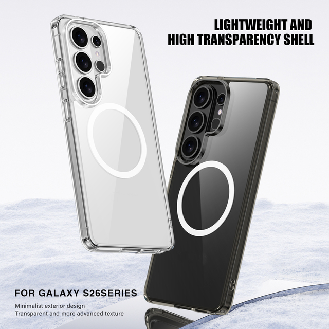 New Arrival 2026 Shockproof Transparent Magnetic Wireless Charging Phone case Cover for samsung S26 Ultra S25 S24 S23 S22 Plus