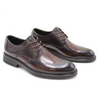 Chaussures habillées Derby Premium pour Homme, en cuir noir brillant à bout ailé, robustes, pour le bureau