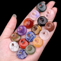 Pendentif AsVrai U 20 mm en pierre naturelle de cristal d'agate, forme cercle à trou partiel, pour la fabrication de bijoux, accessoires de collier DIY