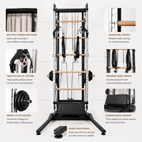 Tour de Pilates portable en bois d'érable avec accessoire échelle et baril, machine Reformer pour exercices corps entier, usage professionnel et domestique MJD W58