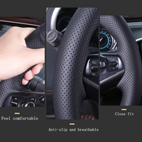 Housse de volant en cuir noir tressé antidérapant cousue à la main pour BMW E39 E46 325i E53 X5 Coupé Accessoires de voiture