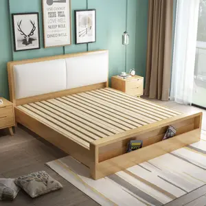 Мебель для спальни, мягкая двуспальная кровать размера «King-size», простая гостиничная односпальная кровать из массива дерева