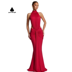<span class=keywords><strong>Abito</strong></span> <span class=keywords><strong>Lungo</strong></span> <span class=keywords><strong>da</strong></span> <span class=keywords><strong>Sera</strong></span> Elegante e Sexy, Aderente, con Collo Halter, Schiena Scoperta, Arricciato, Stile Sirena - Product Image 1