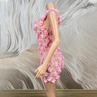 Robe de soirée Novance Y5589 à col en V pour filles, tenue de club, imprimé floral, rose cristal, pour femmes, anniversaire