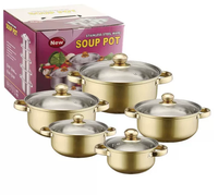 Ensemble de casseroles et poêles en acier inoxydable de qualité supérieure, 10 pièces, avec couvercles en verre, compatible induction, pour la cuisine