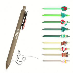 Bolígrafo de punta redonda con logotipo personalizado de dibujos animados navideños, bolígrafo retráctil de tinta de gel con clip 3D de Papá Noel, muñeco de nieve y reno, promociones - Product Image 3