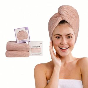 Serviette de bain turban en microfibre gaufrée à séchage rapide pour femme avec logo personnalisé - Product Image 1