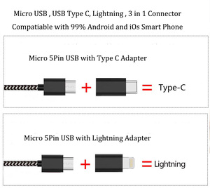 USB C Loại C <span class=keywords><strong>Micro</strong></span> USB Sét Để <span class=keywords><strong>HDMI</strong></span> 3 Trong 1 HDTV Adapter Gương Màn Hình Điện Thoại TV Đúc máy Chiếu - Product Image 5
