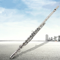 Good Quality C Tone Closed Hole Nickel Plated 16 Holes Left Handed Flute WoodWind Instrument