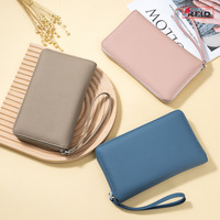 Portefeuille de voyage multifonctionnel pour femme, en cuir véritable, avec fermeture éclair, blocage RFID, dernier modèle