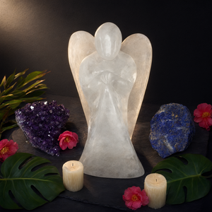 Figurine d'ange en quartz fumé - Guérison par les cristaux / Reiki / Chakra / Énergie - 8,6 pouces et 2,36 kg (5,19 lb) - Product Image 3