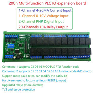 Eletechsu R4D6F20 Placa de Relés Multifunción RS485 de 20 Canales, 2DO 2DI 2AI, Módulo de Expansión PLC IO, Modbus RTU, Voltaje 4-20MA 0-10V A523 - Product Image 2