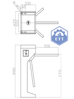 304 acier inoxydable semi-automatique trois rouleaux compteur de pièces de monnaie trépied tourniquet trois bras porte empreinte digitale tourniquet IP65