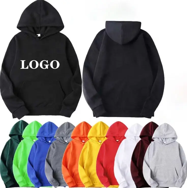 Oem ücretsiz örnek erkekler Hoodie seti kazak % 50% pamuk % 50% Polyester uzun kollu baskılı büyük boy kazak Hoodies