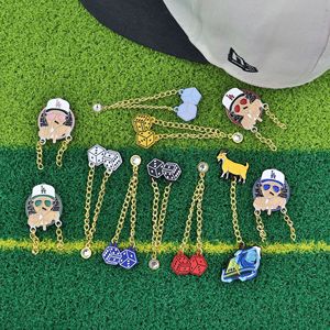 Badges pour casquettes de baseball, épingles en émail métallique avec pendentif chaîne pour la décoration de chapeaux, style unisexe européen et américain - Product Image 1