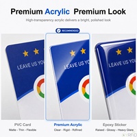 Support de carte personnalisé en acrylique épais pour code QR dynamique, avis Google, NFC, RFID, étanche, mini-étiquette, carte de membre, affichage de table d'hôtel