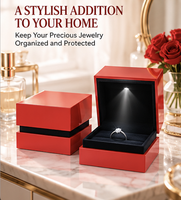 Boîte à bijoux en velours plastique personnalisée avec éclairage LED, emballage cadeau en gros pour célébration romantique, occasion spéciale, cadeau