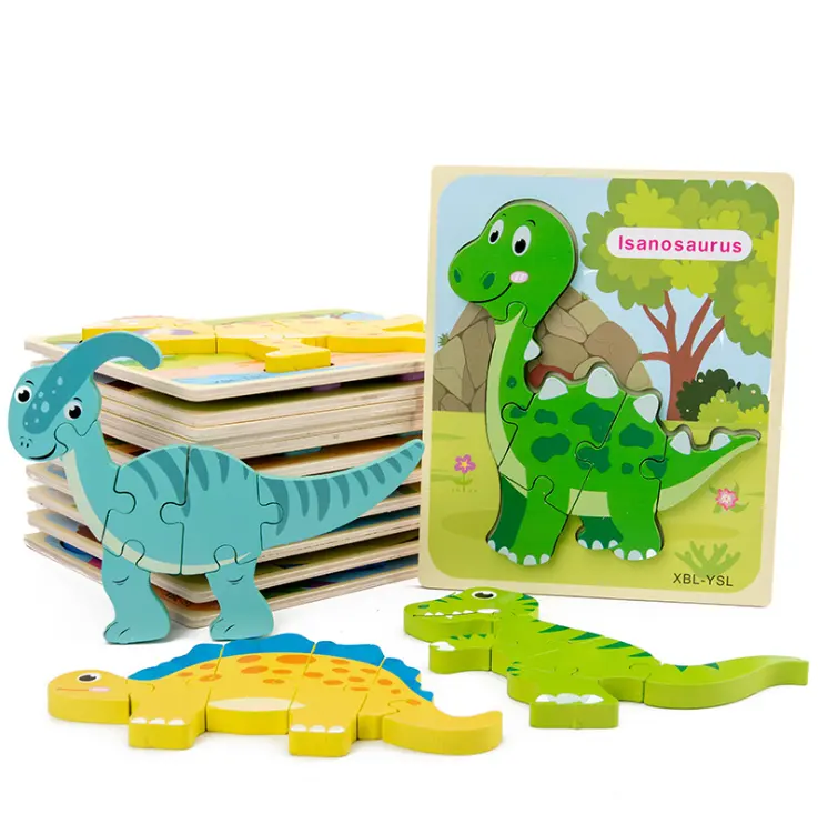 لعبة ديناصور كرتون جديدة ثلاثية الأبعاد للأطفال لعبة فرض مطابقة لشكل الطفل في وقت مبكر لغز التعليم