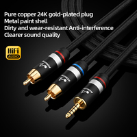 Câble audio double RCA 4,4 mm 2RCA pour projecteur, microphone, lecteur MP3, lecteur CD/DVD, 6N OFC, pièce équilibrée 6N OFC 4,4 mm