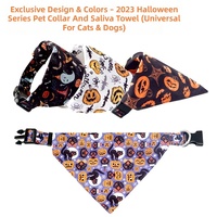 Collier pour chien et chat à thème Halloween avec motifs animaux, décorations chauves-souris et citrouilles, en plastique, nylon et polyester