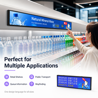 Pantalla Publicitaria Digital 4K con Barra Extensible, Monitor de Estante para Comercios de 23.6 Pulgadas con Alto Brillo, Tira de Monitor Integrada con CMS para Compras