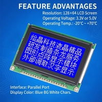 Module d'affichage graphique LCD 128x64, écran industriel à montage en surface avec rétroéclairage LED COB de 2,7 pouces