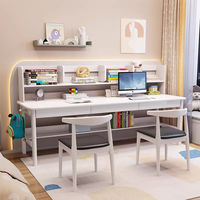 Bureau d'ordinateur multifonctionnel en bois massif durable avec étagère de rangement spacieuse, tiroirs, pour bureau à domicile, étude ou poste de travail partagé