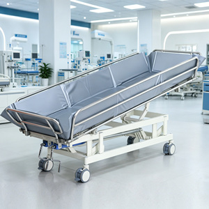 Lit de <span class=keywords><strong>douche</strong></span> médical manuel réglable en hauteur en métal pour patients âgés ou handicapés - Product Image 1