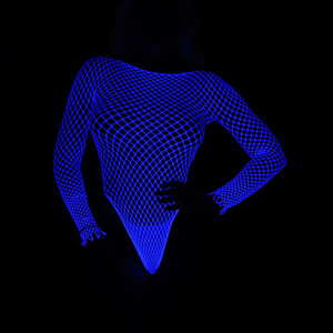 Lencería sexy de una pieza con diseño de red de pesca, azul que brilla en la oscuridad, que realza las curvas, estilo pijama, para mujer, Pure Desire - Product Image 5