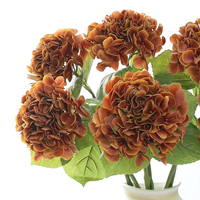 JIN PENG 62cm Real Touch Latex Hortensia Bruine Kunstbloem voor Bruiloft Tafel Huis Vaas Centerpiece Decoratie