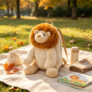 Sac à dos en peluche Lion de dessin animé personnalisé en usine, sac à dos en peluche doux avec crinière moelleuse, cadeau parfait pour les enfants - Product Image 2