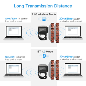 Máy quét mã vạch mini 3 trong 1 cầm tay 2.4G & Bluetooth USB không dây, máy quét mã QR bỏ túi màu xanh công nghiệp - Product Image 3