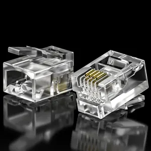 Modulärer TAE TDO WT-4 Steckschlüssel XL-211 RJ11 RJ12 RJ4 6P 8 Steckplätze 4 Nadeln RJ45 Goldplattierung Standard durchsichtig männlich Cat3 F-010