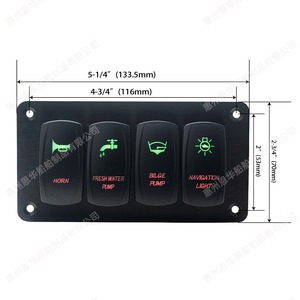 Panel de interruptores basculantes para barco, 12-24V, 4 vías, control impermeable para uso marino en yates y vehículos recreativos - Product Image 3