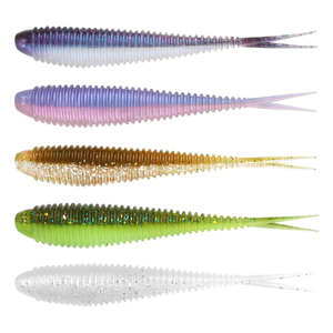 Leurres de pêche souples en plastique de haute qualité, leurres de pêche souples en plastique bicolores à queue fourchue - Product Image 1