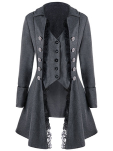 Chaqueta de mujer abrigo Medieval Retro encaje victoriano gótico manga larga botón Tailcoat Steampunk Halloween fiesta disfraz ropa - Product Image 4